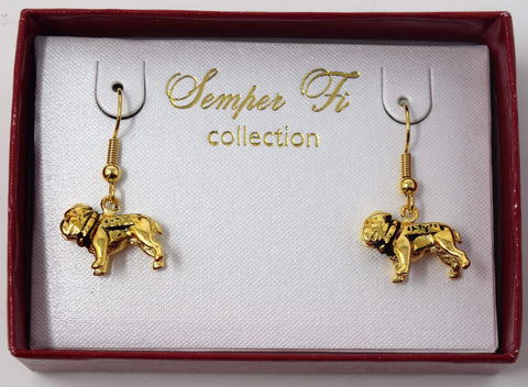 3D Gold Bulldog Earrings