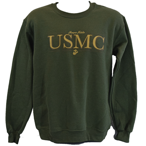 Crewneck USMC Sweatshirt - Olive Green