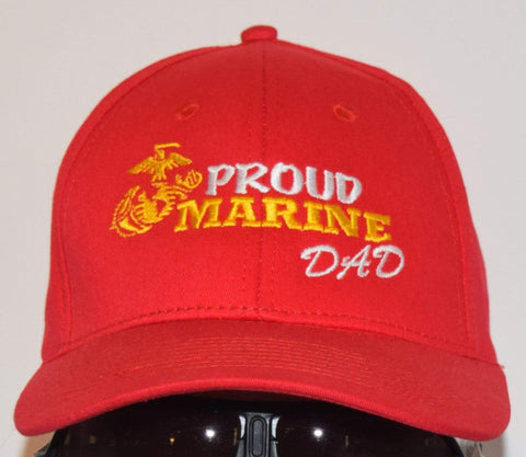 Proud Marine Dad Hat - Black, Navy Blue, or Red