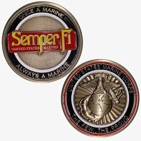 Semper Fi - Once A Marine, Always A Marine Challenge Coin