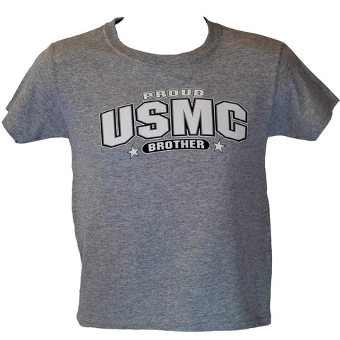 Youth Proud USMC Brother T-Shirt - Heather Grey