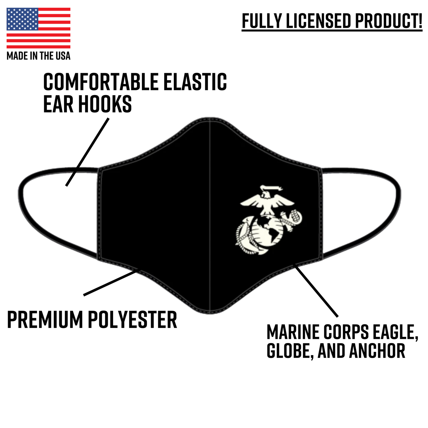 Premium EGA Marine Corps Face Mask made in the United States.