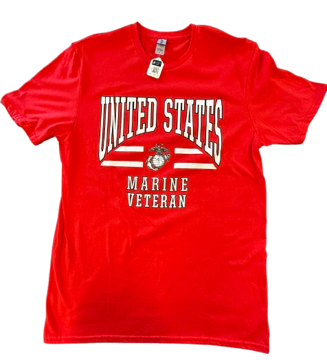 Mens Us Marine Vet Red Tee Shirt