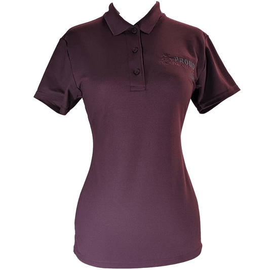 Ladies Proud Marine Mom Polo Maroon