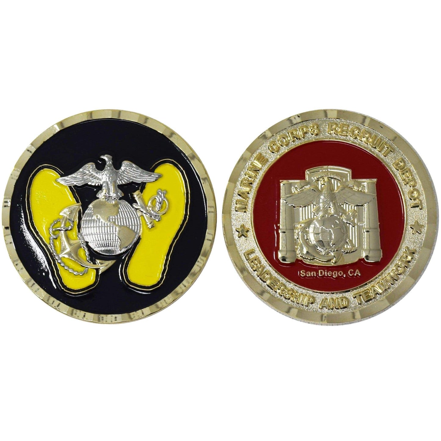 Yellow Footprints MCRD Challenge Coin