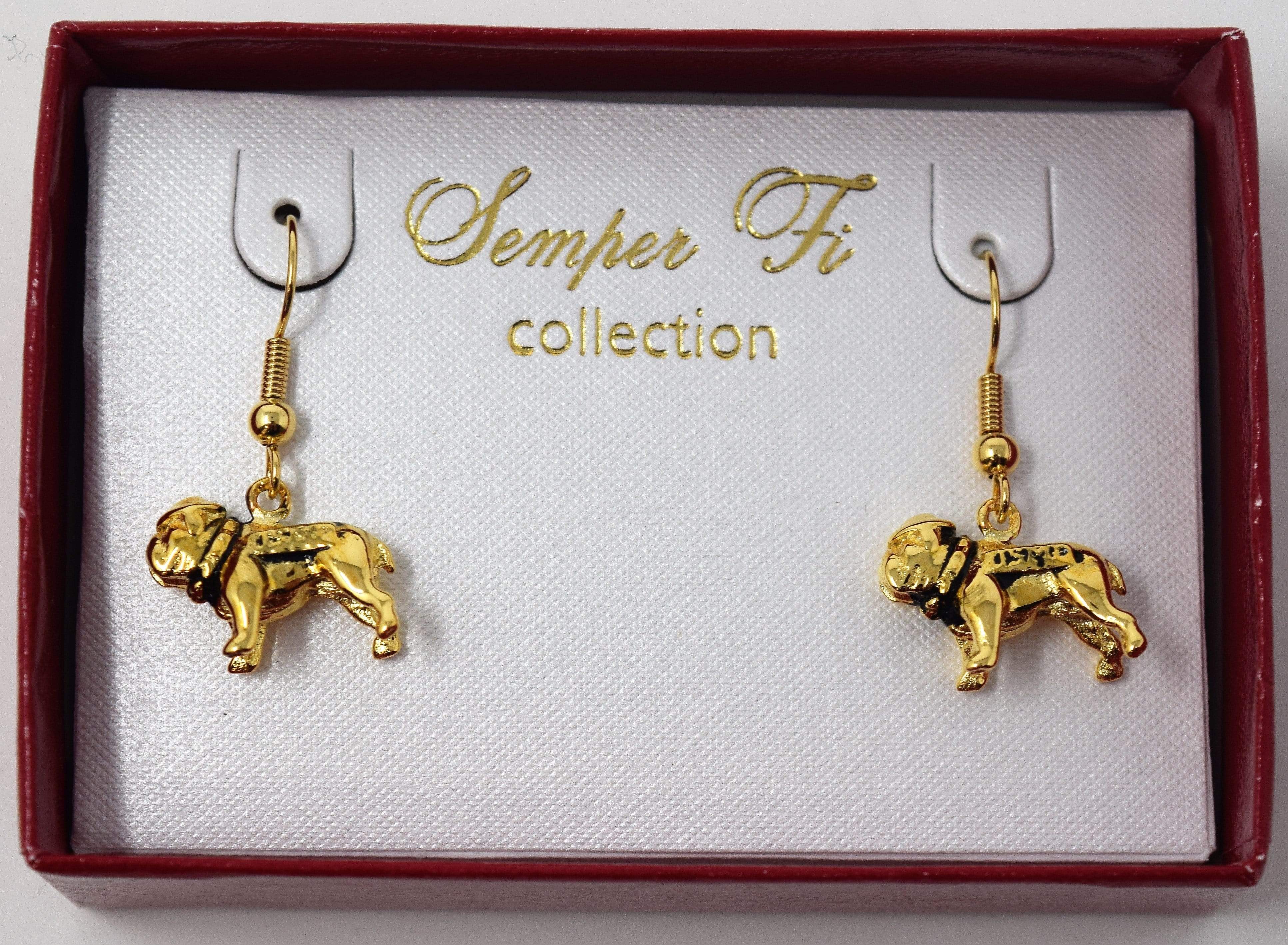 Gold dog outlet earrings