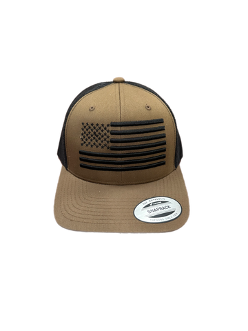 Coyote Brown/Black USA Flag Hat