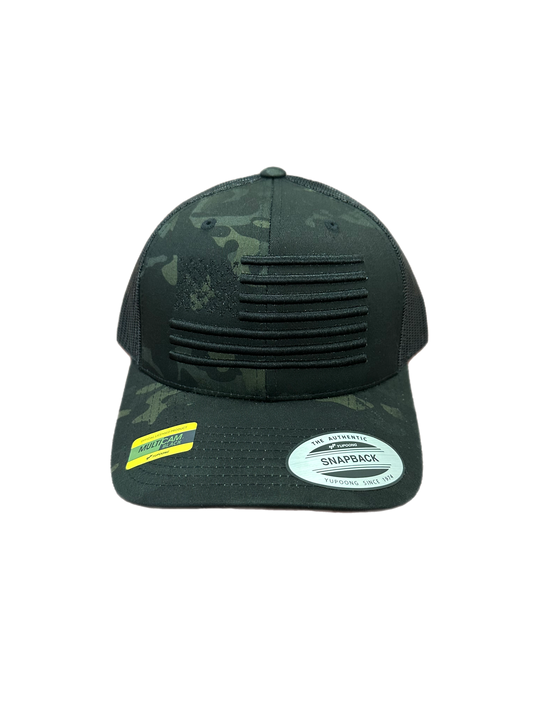 Multicam Black/Black US Flag Hat