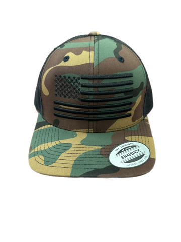 Multicam Green Camo/Black  US Flag Hat