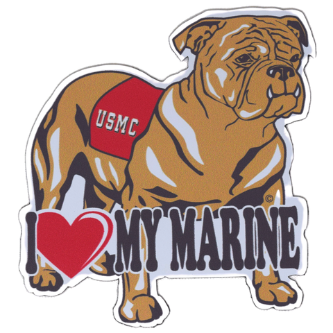 USMC I Love My Marine Bulldog Magnet