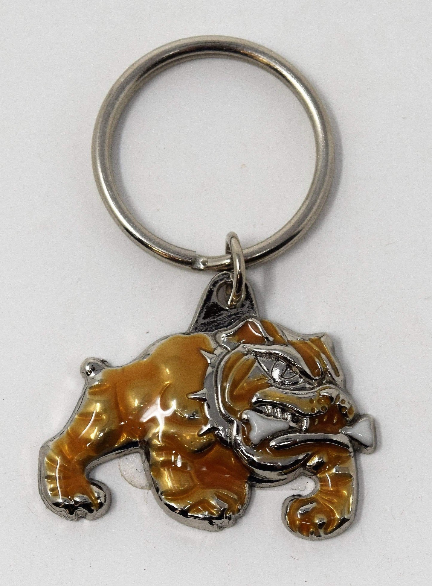 Bulldog with Bone Keychain