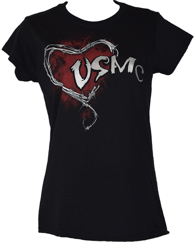 Ladies Barbed Wire Heart USMC T-Shirt