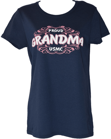 Ladies Proud Grandma T-Shirt - Navy Blue
