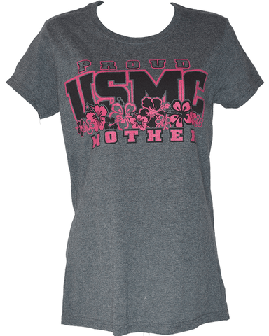 Ladies Proud USMC Mother Hibiscus Shirt