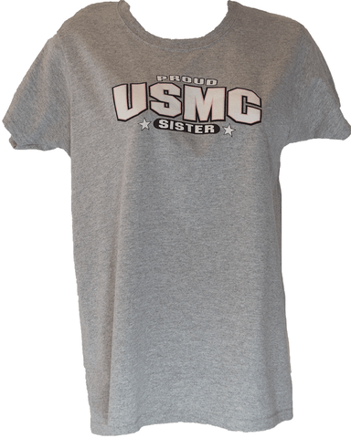 Ladies Proud USMC Sister Shirt - Grey