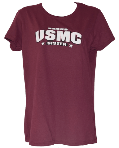 Ladies Proud USMC Sister Shirt - Maroon