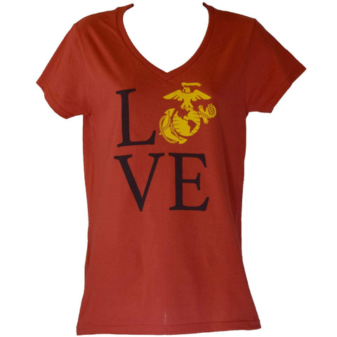 Ladies V-Neck Love T-Shirt - Red