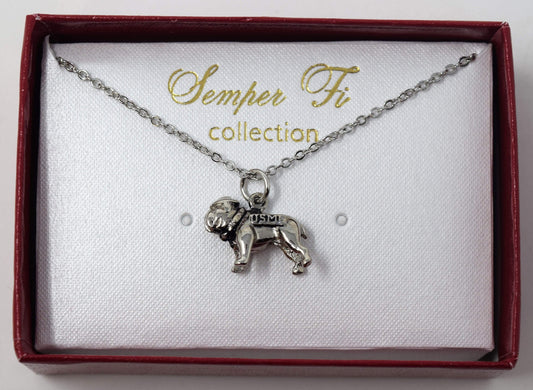 Marine Bulldog Necklace Silver