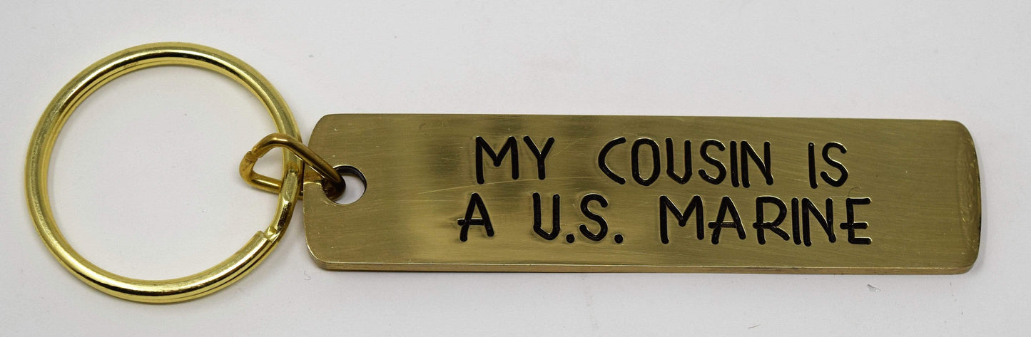 My ___ Is A U.S. Marine Gold Bar Keychain