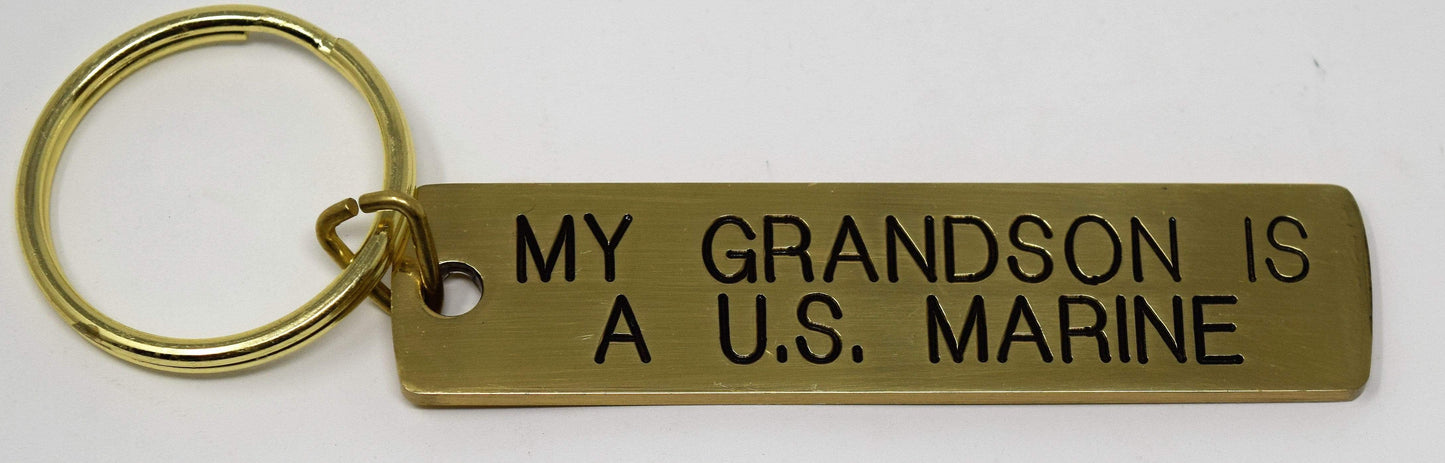 My ___ Is A U.S. Marine Gold Bar Keychain