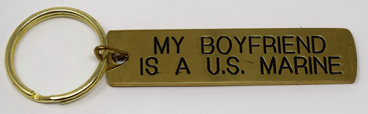 My ___ Is A U.S. Marine Gold Bar Keychain