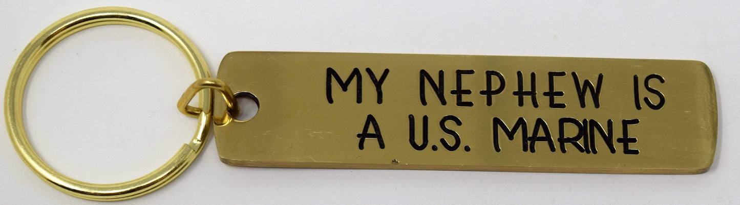 My ___ Is A U.S. Marine Gold Bar Keychain