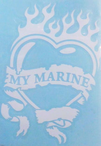 My Marine Heart And Flame Decal