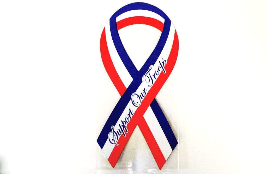 Red, white and blue awareness ribbon