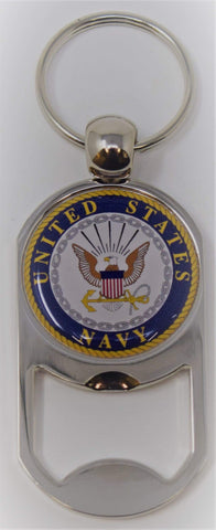 U.S. Navy Chrome Bottle Opener Keychain